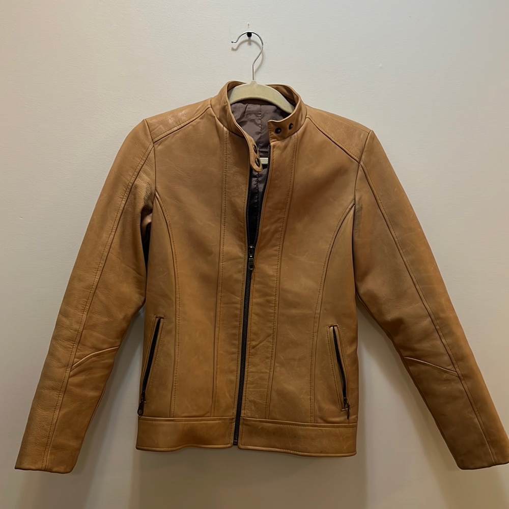 Beige leather jacket